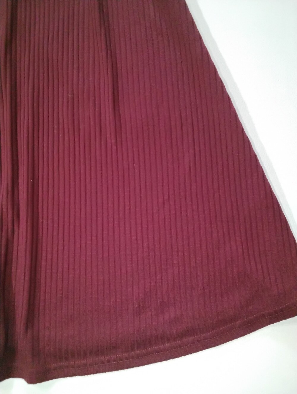 Hollister Rib‎ Knit Dress Womens Medium Burgundy Flare Sleeveless Mock Neck Y2K - Picture 7 of 7
